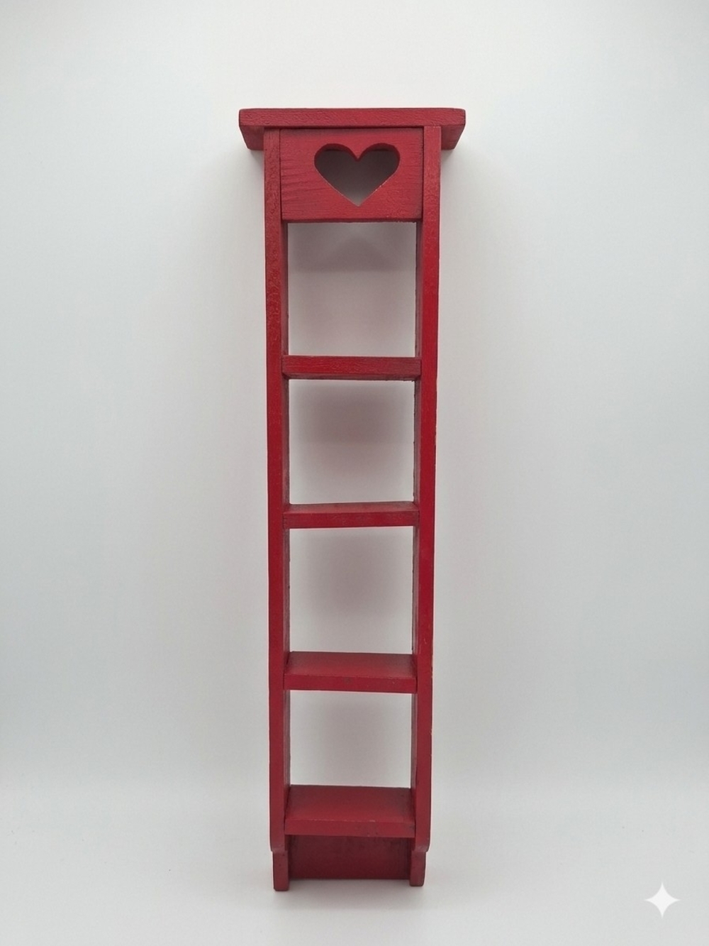 Red Wooden Heart Trinket Shelf - Home Wall Decor